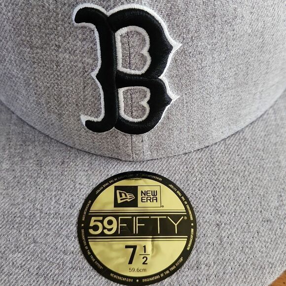 Boston Red Sox New Era 59Fifty gray New with tag men's 7 1/2 fitted ball cap - Picture 2 of 5